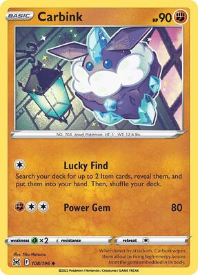 Carbink card from SWSH11: Lost Origin
