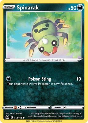 Spinarak card from SWSH11: Lost Origin