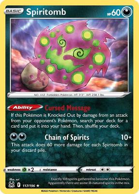 Spiritomb card from SWSH11: Lost Origin