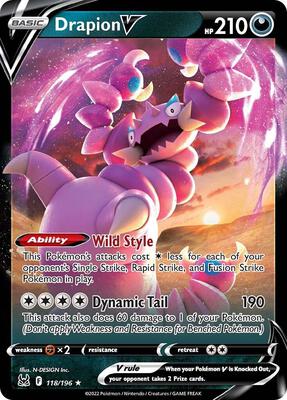 Drapion V card from SWSH11: Lost Origin