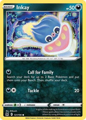 Inkay (121) card from SWSH11: Lost Origin