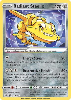 Radiant Steelix card from SWSH11: Lost Origin