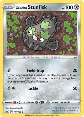 Galarian Stunfisk card from SWSH11: Lost Origin