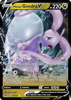 Hisuian Goodra V card from SWSH11: Lost Origin