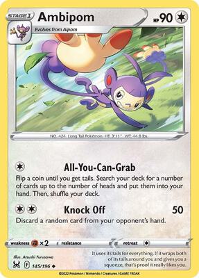 Ambipom card from SWSH11: Lost Origin