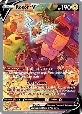 Rotom V (Alternate Full Art) card from SWSH11: Lost Origin