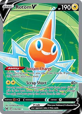 Rotom V (Full Art) card from SWSH11: Lost Origin