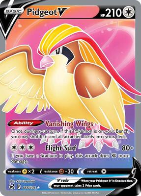 Pidgeot V (Full Art) card from SWSH11: Lost Origin