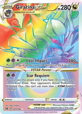 Giratina VSTAR (201) (Secret) card from SWSH11: Lost Origin