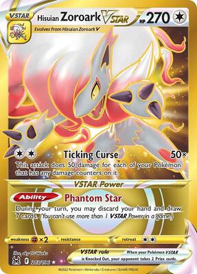 Hisuian Zoroark VSTAR (213) (Secret) card from SWSH11: Lost Origin