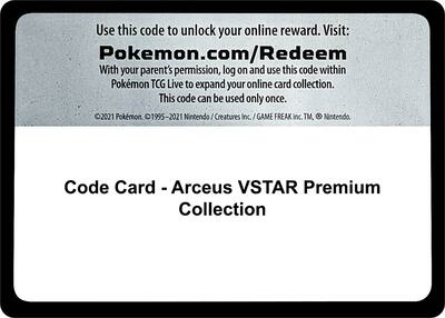 Code Card - Arceus VSTAR Premium Collection card from SWSH11: Lost Origin