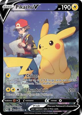 Pikachu V card from SWSH11: Lost Origin Trainer Gallery