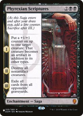 Phyrexian Scriptures card from The List Reprints