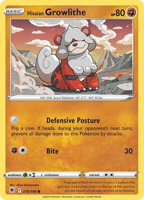 Hisuian Growlithe - 070/189 (Cosmos Holo) card from Deck Exclusives