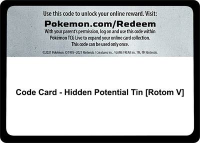 Code Card - Hidden Potential Tin [Rotom V] card from Miscellaneous Cards & Products
