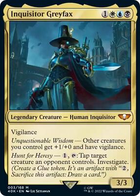 Inquisitor Greyfax (Surge Foil) card from Universes Beyond: Warhammer 40,000