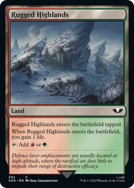 Rugged Highlands (Surge Foil) card from Universes Beyond: Warhammer 40,000