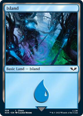 Island (308) card from Universes Beyond: Warhammer 40,000