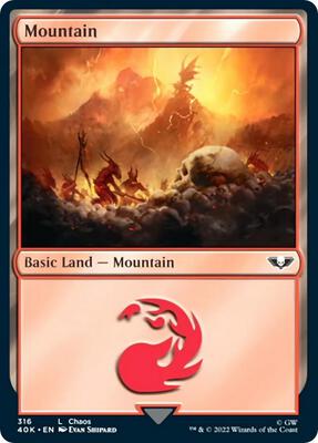 Mountain (316) (Surge Foil) card from Universes Beyond: Warhammer 40,000