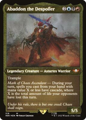 Abaddon the Despoiler (Display Commander) (Foil Etched) - Thick Stock card from Universes Beyond: Warhammer 40,000