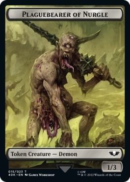 Plaguebearer of Nurgle // Spawn Double-Sided Token (Surge Foil) card from Universes Beyond: Warhammer 40,000