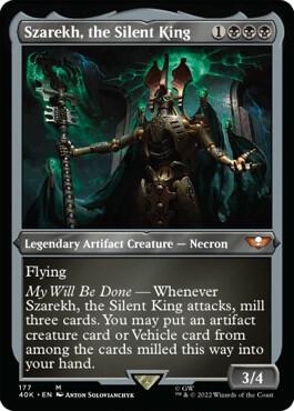 Szarekh, the Silent King (Display Commander) (Surge Foil) - Thick Stock card from Universes Beyond: Warhammer 40,000