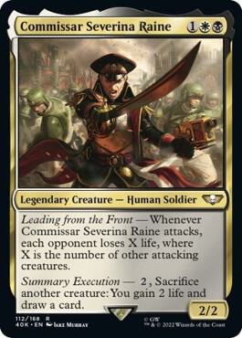 Commissar Severina Raine (Surge Foil) card from Universes Beyond: Warhammer 40,000