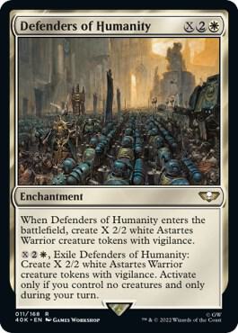 Defenders of Humanity card from Universes Beyond: Warhammer 40,000
