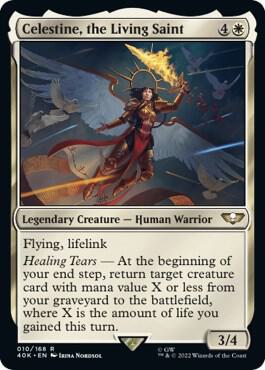 Celestine, the Living Saint (Surge Foil) card from Universes Beyond: Warhammer 40,000