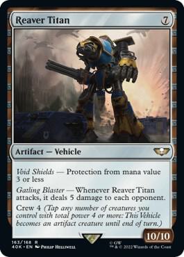 Reaver Titan card from Universes Beyond: Warhammer 40,000