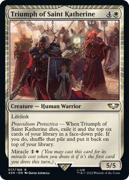 Triumph of Saint Katherine (Surge Foil) card from Universes Beyond: Warhammer 40,000