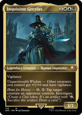 Inquisitor Greyfax (Display Commander) (Surge Foil) - Thick Stock card from Universes Beyond: Warhammer 40,000