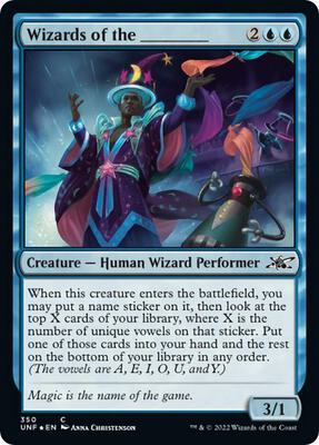 Wizards of the _______ card from Unfinity