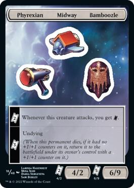 Phyrexian Midway Bamboozle card from Unfinity