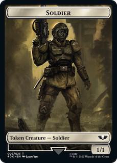 Soldier (002) // Space Marine Devastator Double-Sided Token card from Universes Beyond: Warhammer 40,000