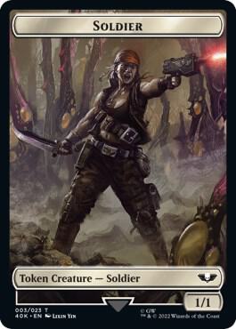Soldier (003) // Sicarian Infiltrator Double-Sided Token card from Universes Beyond: Warhammer 40,000