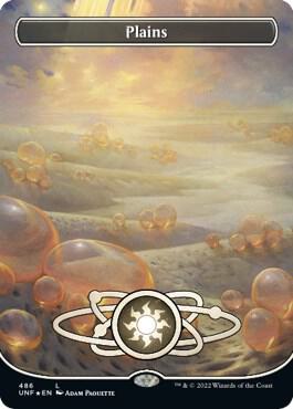 Plains (486) (Borderless) (Galaxy Foil) card from Unfinity