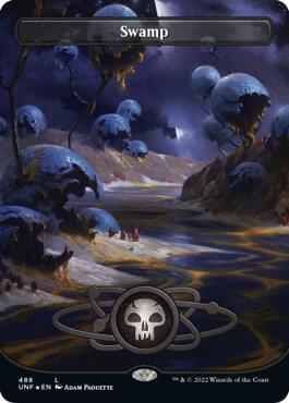 Swamp (488) (Borderless) (Galaxy Foil) card from Unfinity