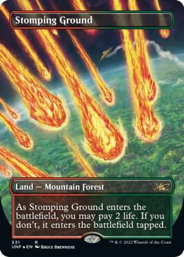 Stomping Ground (Borderless) (Galaxy Foil) card from Unfinity