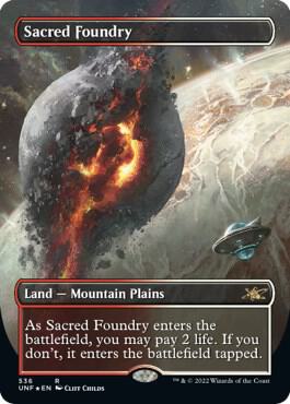 Sacred Foundry (Borderless) (Galaxy Foil) card from Unfinity