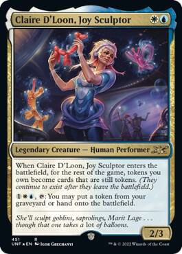 Claire D'Loon, Joy Sculptor (Galaxy Foil) card from Unfinity