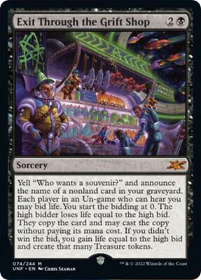 Exit Through the Grift Shop card from Unfinity