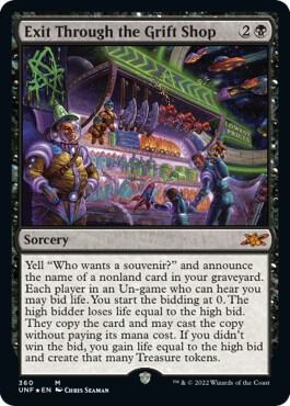 Exit Through the Grift Shop (Galaxy Foil) card from Unfinity