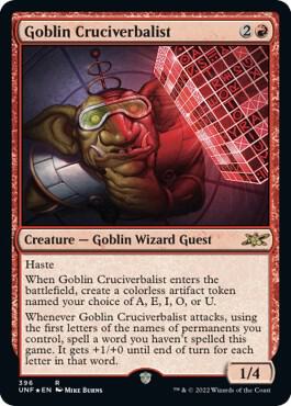 Goblin Cruciverbalist (Galaxy Foil) card from Unfinity