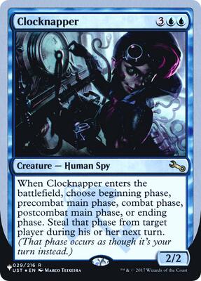 Clocknapper card from The List Reprints