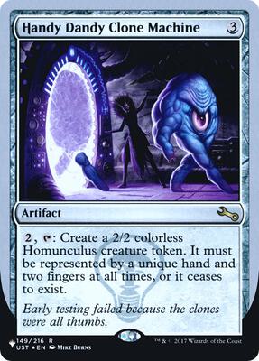 Handy Dandy Clone Machine card from The List Reprints