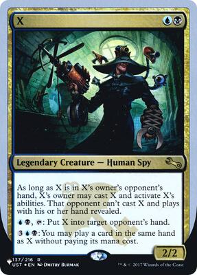 X card from The List Reprints