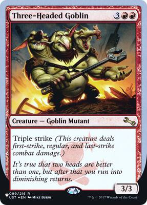 Three-Headed Goblin card from The List Reprints