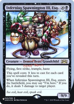 Infernius Spawnington III, Esq. card from The List Reprints