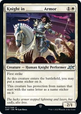Knight in _______ Armor card from Unfinity